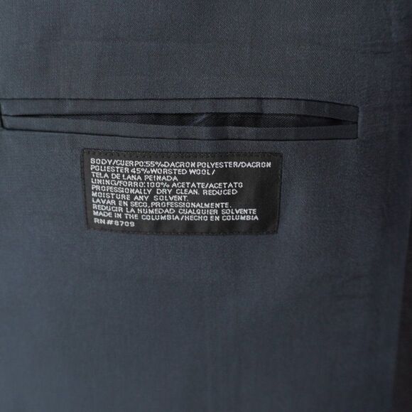 Stafford Gray Worsted Wool Polyester 2 Silver Button Blazer 48L Portly Tagged 50 - Picture 10 of 14